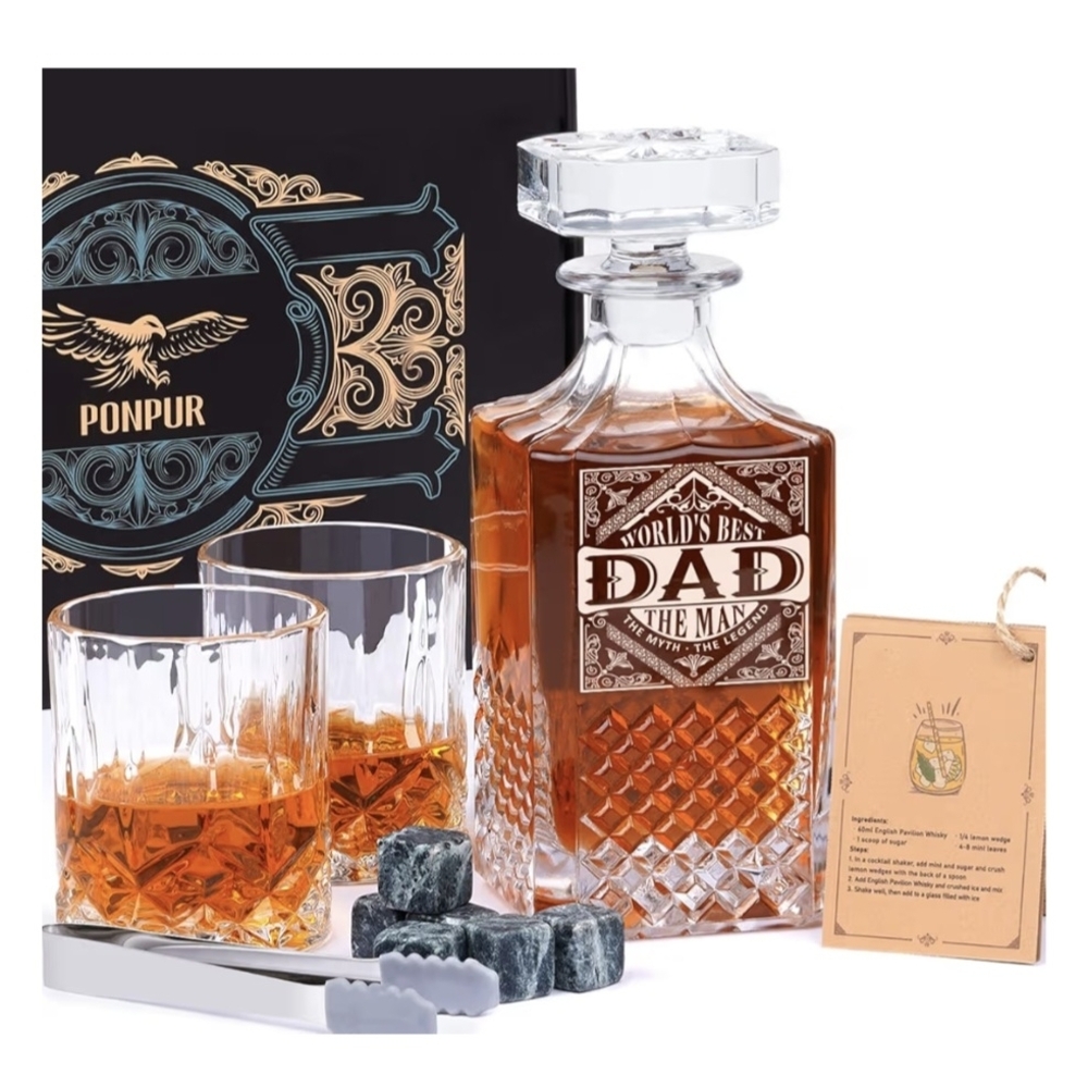 Crystal Whiskey Decanter Set - Elegant Clear Design